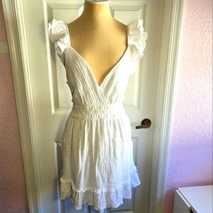 Arula White Crinkle Cotton Open Tie Back Dress Size ‎ XL Pockets Summer Vacation